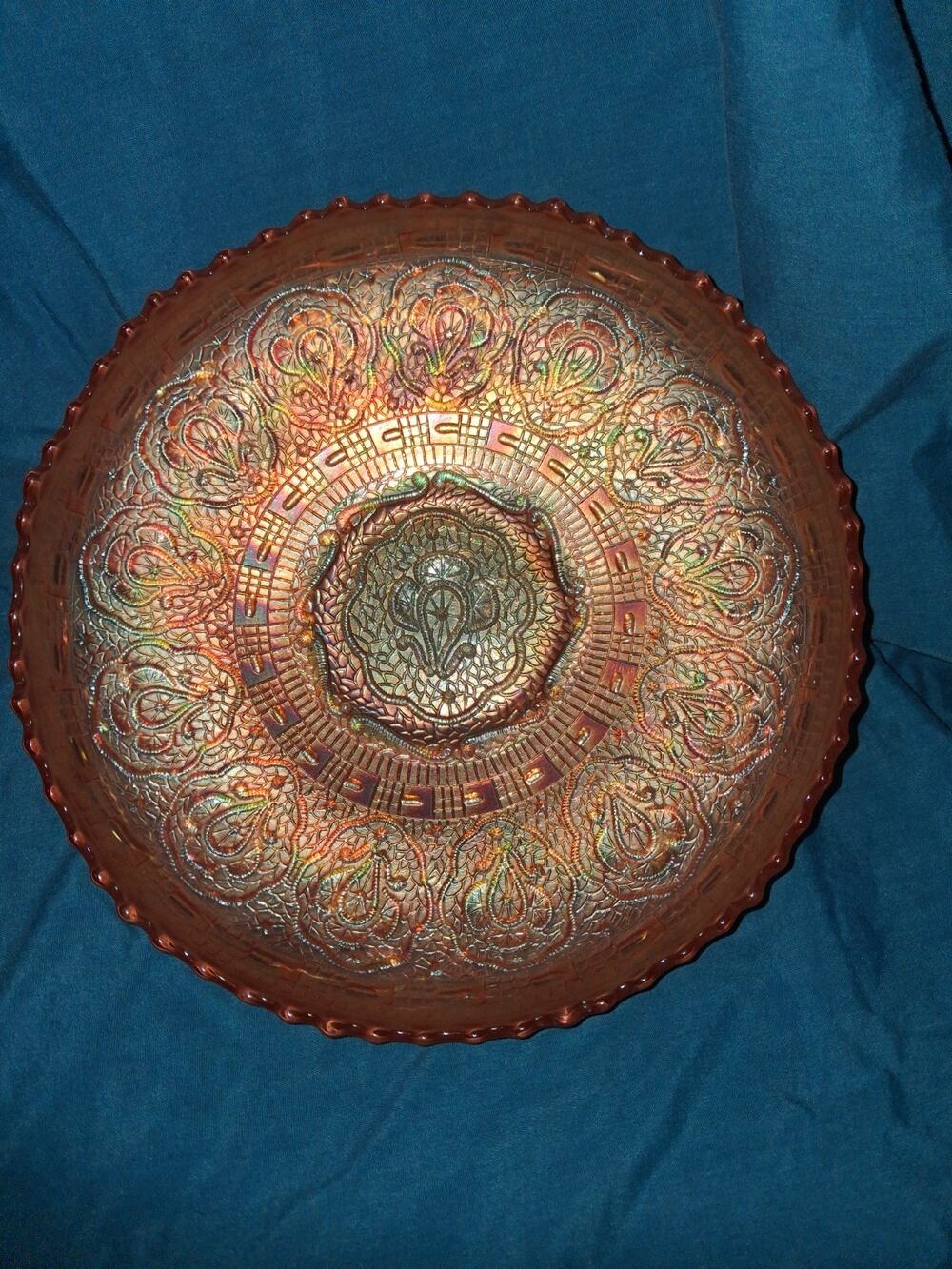Vtg Fenton Marigold Persian Medallion Antique Carnival Glass 8.5" Shallow Dish